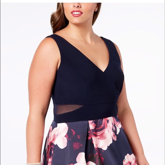 Navy/Pink Floral Dress HOMECOMIMG/PROM perfect🌹😍 - Picture 6 of 7